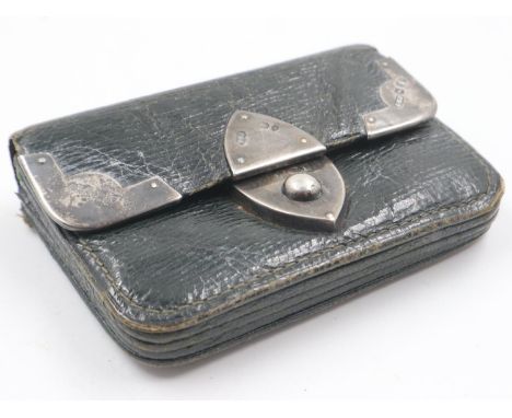 Hallmarked silver mounted leather purse. UK P&amp;P Group 1 (£16+VAT for the first lot and £2+VAT for subsequent lots) 