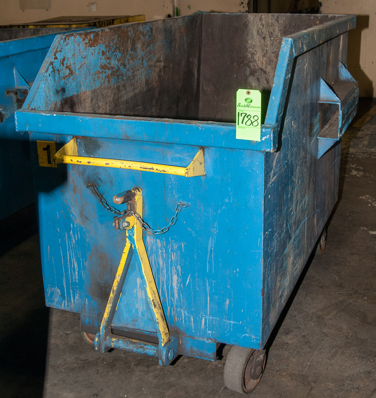 Heavy steel rolling trash dumpster w/ tow hitch