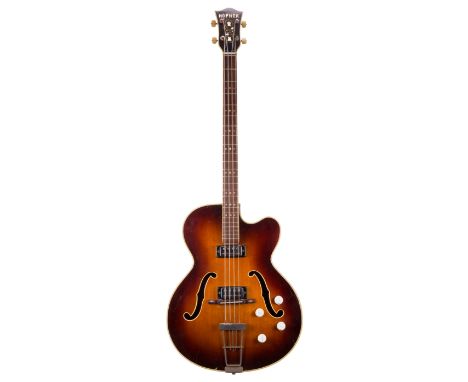 Hofner President bass guitar, made in Germany, circa 1967, ser. no. 5x1; Finish: brunette, imperfections including lacquer ch