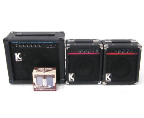 Three Kustom practice guitar amplifiers; together with a Danelectro Hodad mini amp, boxed (4)