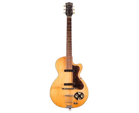 Frank Allen (The Searchers) - 1958 Hofner Club 50 electric guitar, made in Germany, ser. no. 5x0; Finish: blond, lacquer chec