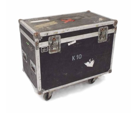 Tears for Fears - Packhorse flight case on wheels, no. K10, bearing a cargo label between destination BOG, Colombia and SCL, 