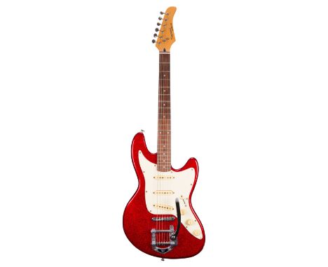 Tanglewood Super 6 electric guitar, made in Korea, ser. no. 7xxxxx3; Finish: red sparkle; Fretboard: rosewood; Frets: good; E