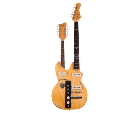 1960s Carvin model 1-MS double neck electric mandolin guitar, made in USA; Finish: natural, various wear; Fretboard: rosewood