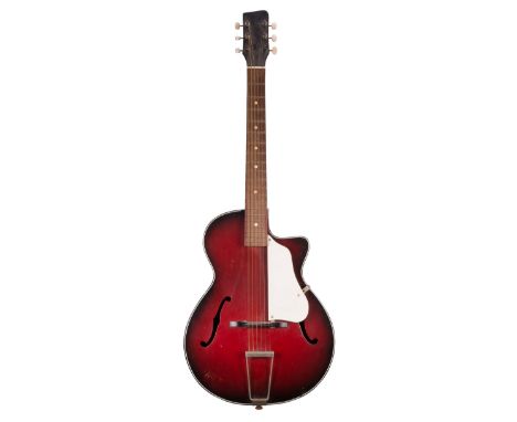 Frank Allen (The Searchers) -Vintage Egmond archtop acoustic guitar, made in Holland, ser. no. 2xxxxx2; Finish: red/black bur