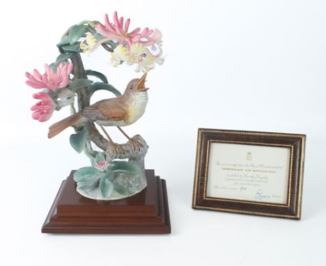 A limited edition Royal Worcester&nbsp;Nightingale and Honeysuckle, modelled by Dorothy Doughty - c.1970, no. 291 of 500 issu