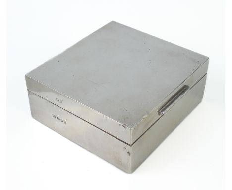 An Elizabeth II silver cigarette box - Padgett &amp; Braham Ltd, London 1965, plain, rectangular form, 9.6 x 9.2cm, gross wei