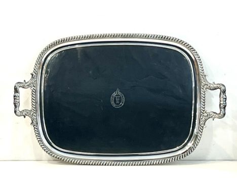 Clan Maclean interest: a good quality Georgian-style silver-plated copper drinks tray - impressed anchor and crosshatched mar