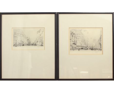 William Walcot (British, 1874-1943) A pair of drypoint etchings on paper, signed in pencil (l.r.) 'St. Paul's from Fleet Stre