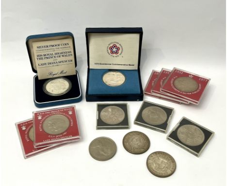 A small collection of commemorative coins - including 1927 and 1937 GB silver crowns; a cased 1981 Royal Mint Royal Wedding s