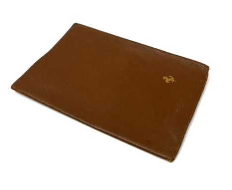 A rare original Ferrari 250 series pigskin manual pouch or wallet - 1960s, in mid-brown pigskin with gilt tooled prancing hor