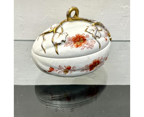 A Portuguese porcelain bonboniere by Vista Alegra - in the style of 18th century Chelsea, printed factory marks, of gourd for