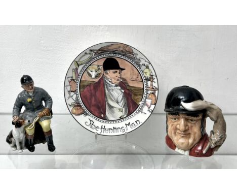 Three Royal Doulton hunting themed pieces - comprising an HN2492 The Huntsman figure; a D6531 Gone Away Toby jug; and a TC104
