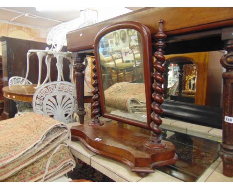 A Mahogany bobbin twist toilet mirror