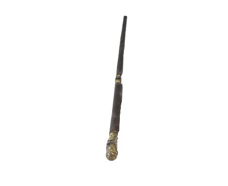 MILITARY SWAGGER STICK, late 19th century, with gold-plated and silver-plated cap and collar, with engraved floral and emboss