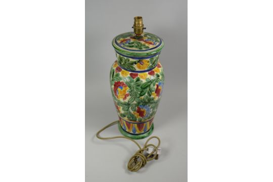 A Beswick Pottery Table Lamp With Polychrome Floral Decoration