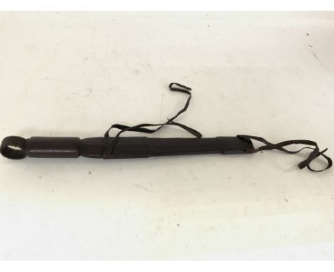 Early 20th century ethnic double sided white metal dagger with thumb grip and leather handle and sheath 33cm length