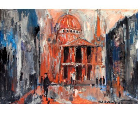 James Lawrence Isherwood (British, 1917-1989) - 'St Paul's Cathedral, London'
Oil on panel, signed and dated (19)65, approx 4