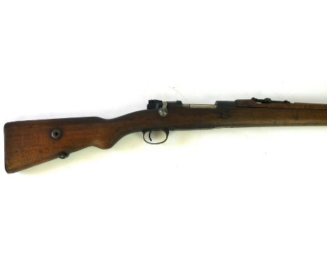 A deactivated Mauser 7.65mm bolt action rifle
76cm barrel stamped with Turkish emblem, Ankara K Kale. 1940, serial no 4447, w