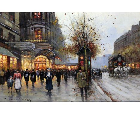 Edouard Cortes (French, 1882-1969) - 'Paris street scene'
Oil on canvas, signed, approx 32x46cm, framed. (illustrated)
 CONDI
