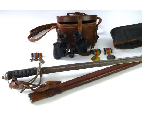 WWI memorabilia belonging to Captain J W Lomas M.C. of the 881 Brigade Royal Field Artillery 
Comprising officers sword, 88cm