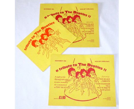 Cavern Club Interest. 
A Pair of Tickets and Leaflet. 'A Tribute To The Beatles' Nov 13th 8pm £1 Admission Tickets #728 & 729