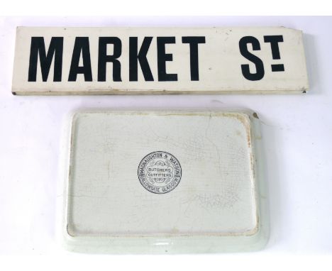 An early 20th Century butcher's shop display butter slab
Retailed by Macnaughton & Watson, Gallowgate, Glasgow, length 40cm, 