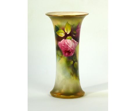 A Royal Worcester blush ivory vase, designed by Ethel Spilsbury, dated 1924
Of cylindrical form, raised on a spreading circul