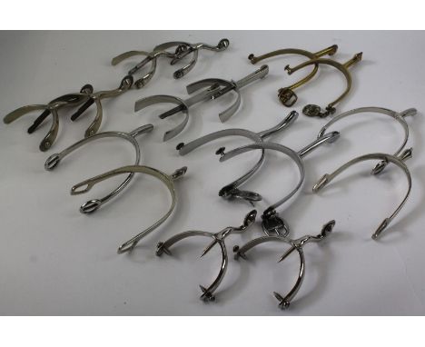 Eight sets of vintage spurs circa 1900
Four sets of tie ons with one brass pair, four sets of boot insert spurs plus two scre