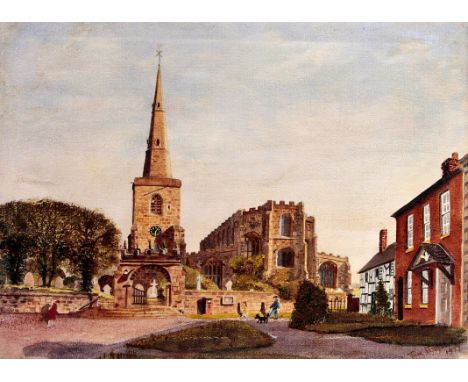 Tom Dodson (British, 1910-1991) - 'Astbury Church, Cheshire'
Oil on canvas, signed and dated 1977, approx 35x45cm, framed.