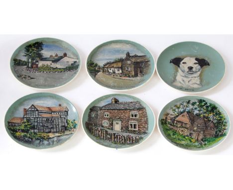 Edith le Breton (British, 1912-1992) - A series of six hand painted ceramic plaques
Each being of dished circular form and pa