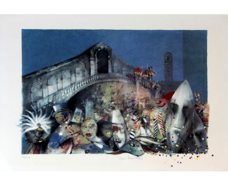 Giorgio Bacci Baik (Italian, 20th Century) - 'Carnevale a rialto'
Pencil signed limited edition colour lithograph, no 72/150,