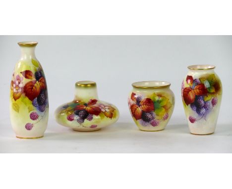 A collection of Royal Worcester blush ivory painted vases, painted by Kitty Blake
To include a slender ovoid form vase, a bot