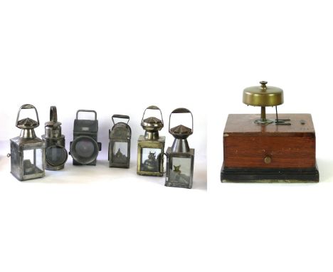 A collection of Railwayana mid 20th Century
To include three L.M.S. railway lamps, a London and Yorkshire railway brass notif