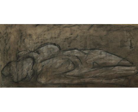 **  MooreFemale Nude Torso Studysigned, charcoal sketch, 45cm x 21cm