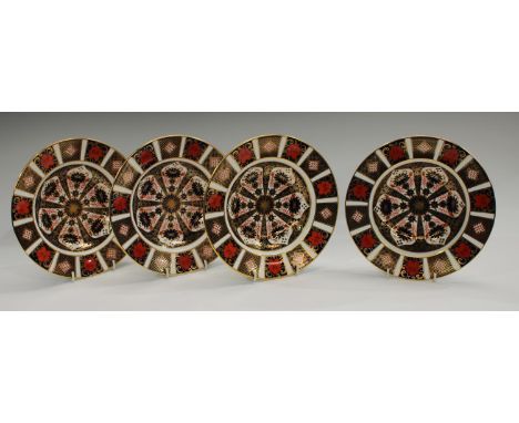 A set of four Royal Crown Derby 1128 pattern soup dishes, 21.5cm diam., first quality Condition Report: Good condition