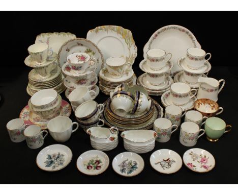 A Paragon Belinda pattern tea set for six; six Hammersley coffee cans; a Staffordshire Diamond China part tea set; a Foley Ch