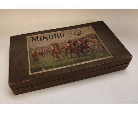 A Minoru horse racing game, The Double Event, by John Jacques &amp; Son London, including eight cold painted racing horses, m