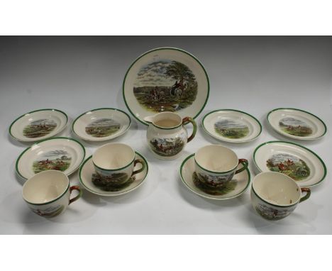 A Copeland Spode hunting scene part tea set, printed from the original drawings by JF Herring Senior in the posession of the 