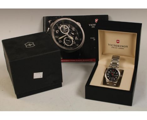 A Victorinox Swiss Army Night Vision II quartz wristwatch, ref 241130, black dial, white Arabic numerals, inner 24 hr markers