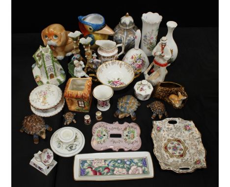 Ceramics - a Royal Crown Derby Olde Avesbury cream jug, second; Posies pattern soup dish and miniature vase; a Coalport churc