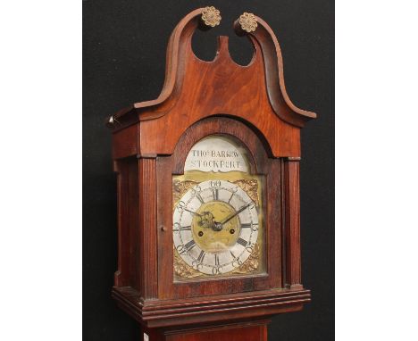 A 'George III' mahogany longcase ('grandmother') clock, of small proportions, 15cm arched brass dial inscribed Thomas Barrow,