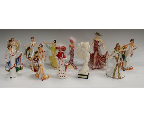 A set of four Bradford Exchange Clarice Cliff inspired Art Deco style figures, 18cm high; others, Cleopatra, Pink Rose of Hop