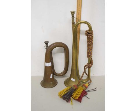 George Potter &amp; Co, Aldershot, copper bugle together with a further brass bugle by Mayers &amp; Harrison, Manchester date