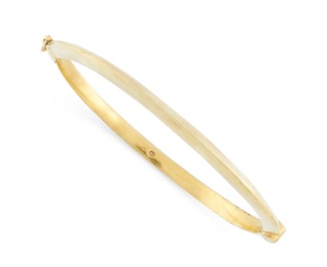ANTIQUE GOLD BANGLE, 19TH CENTURY in yellow gold, designed as a plain hinged hoop, unmarked, inner diameter 55mm, gross weigh