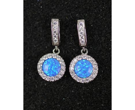 Pair of silver opal earrings 