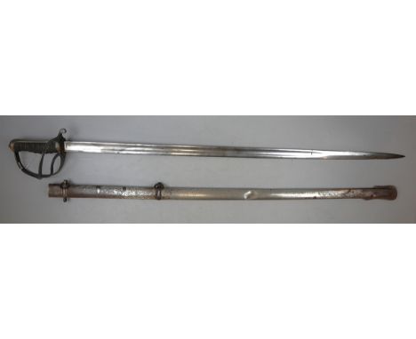 Victorian 1821 pattern Light Cavalry Officer's sword, 3 bar guard with shagreen and twisted wire grip. 89cm fullered blade wi
