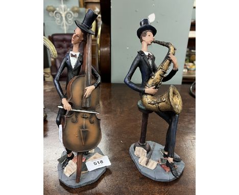 Jazz musician figurines playing Sax and Cello - Approx H: 23cm 