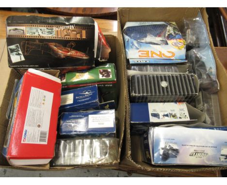 Two boxes containing a collection of various unbuilt model aircraft kits including Airfix, Revel etc 