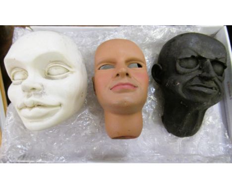 Collection of three vintage puppeteers associated masks from the Phil Eason collection 